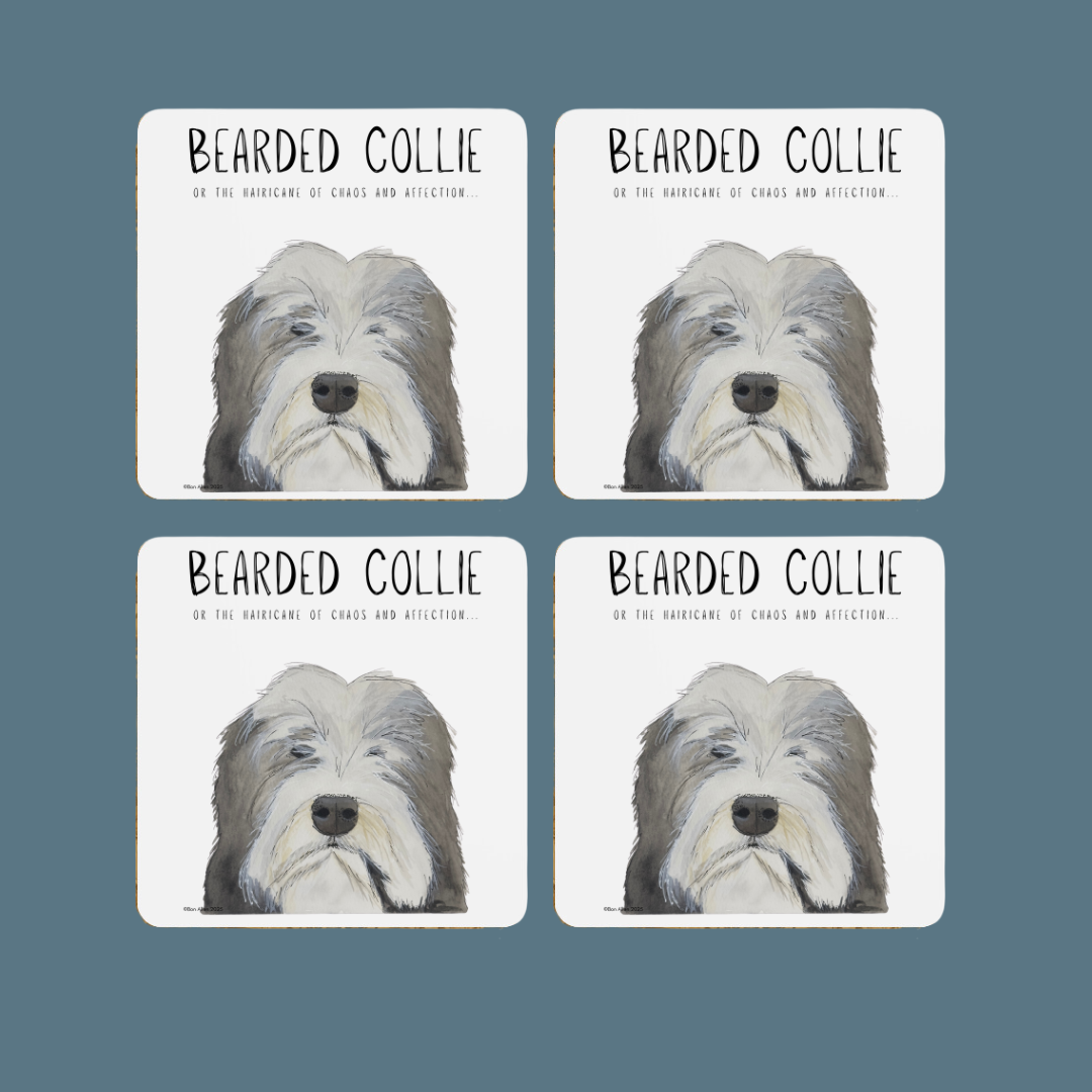 Bearded Collie Coasters Set of 4