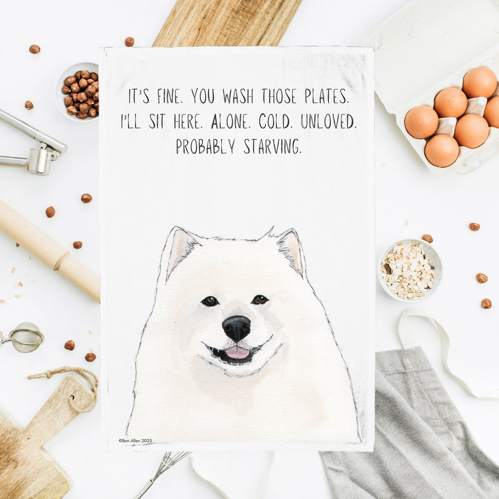 Samoyed Dish Duty Tea Towel