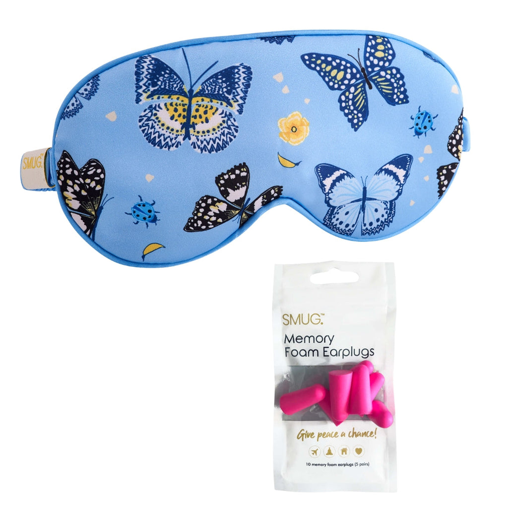 Satin Sleep Mask in Butterflies Print