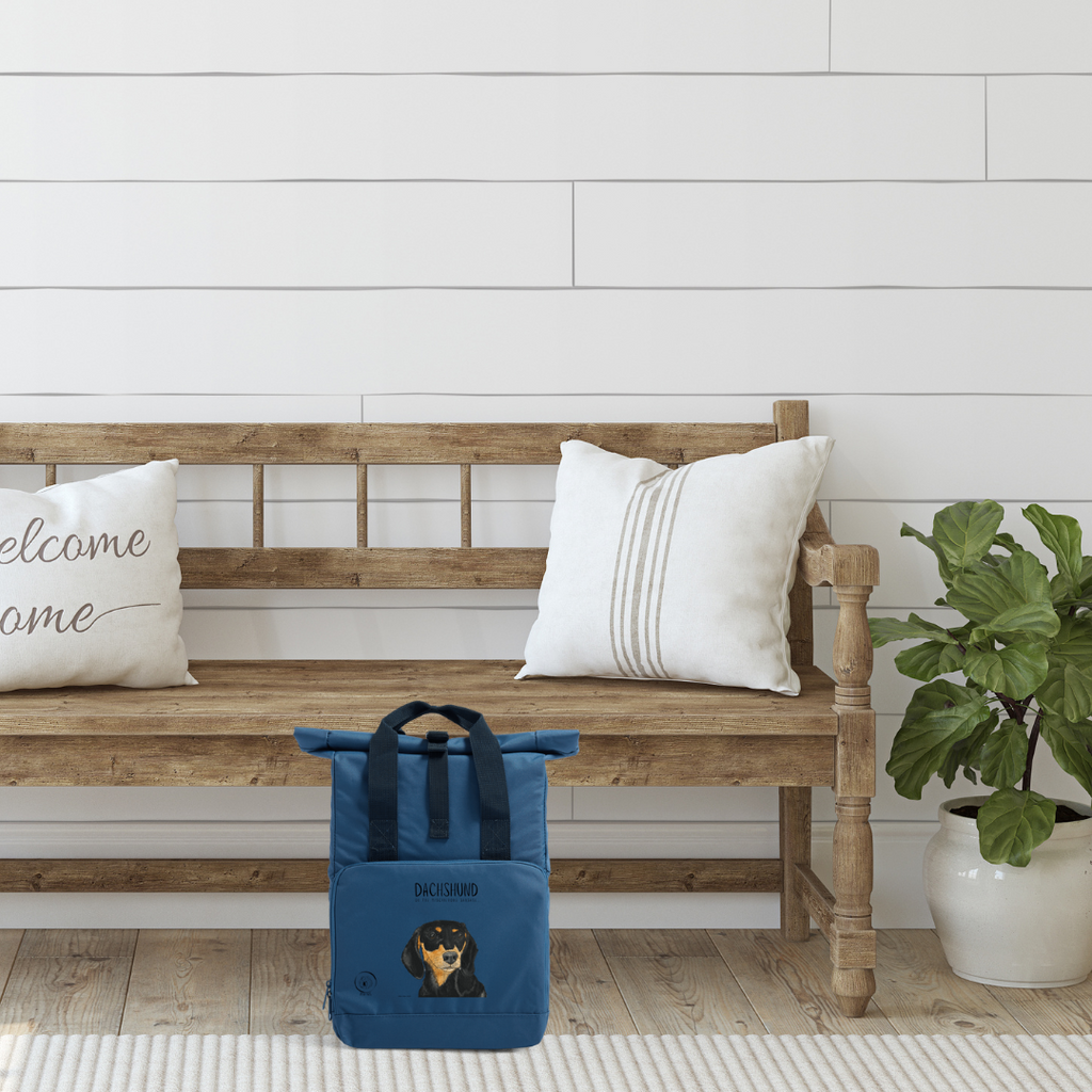 Back and Tan Dachshund Roll Top Backpack