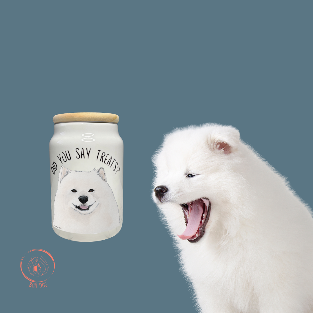 Handmade Ceramic Treat Jar for Samoyeds