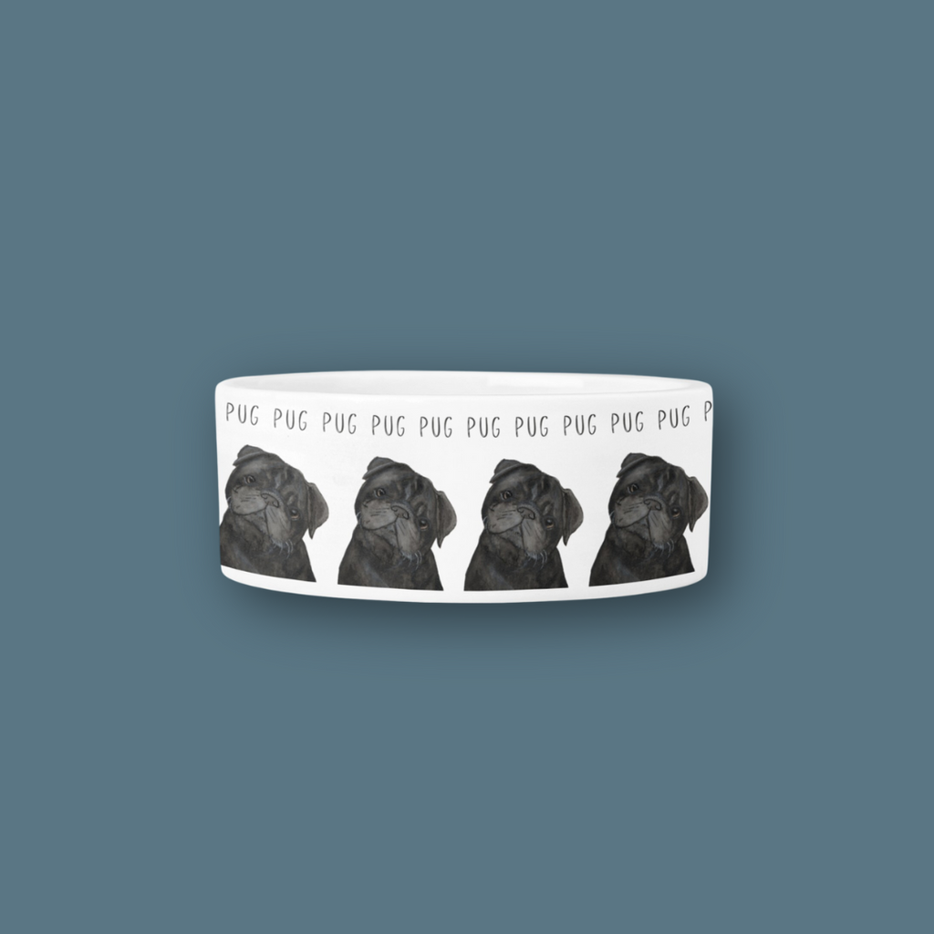 Black Ceramic Dog Bowl for Pugs