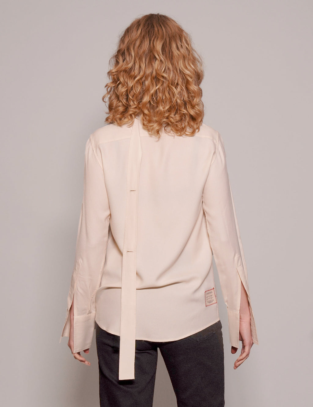 Vintage Cream Silk Neck Tie Blouse