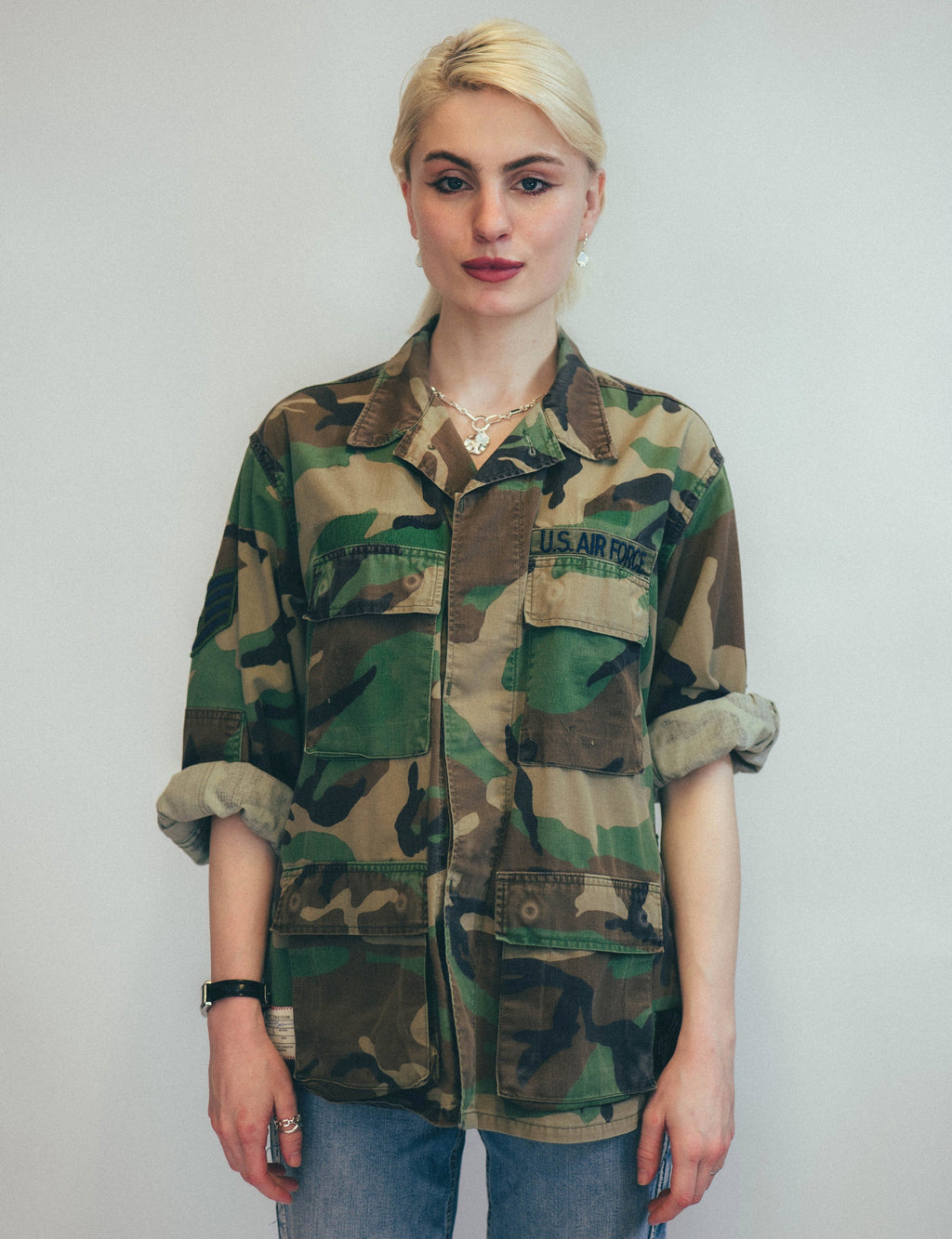 Party Back Shirt Gold Lines Sequin Camo