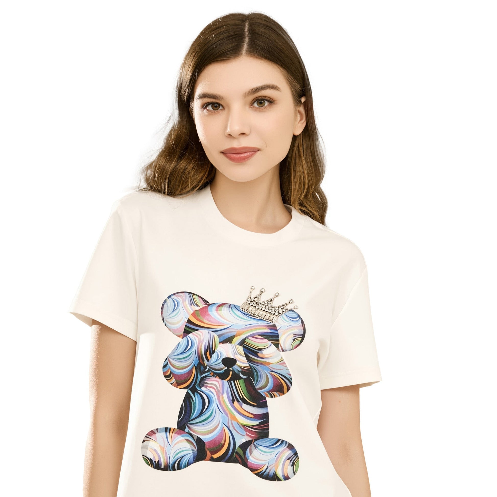 Cotton Bear Printed and Embroidered T-Shirt
