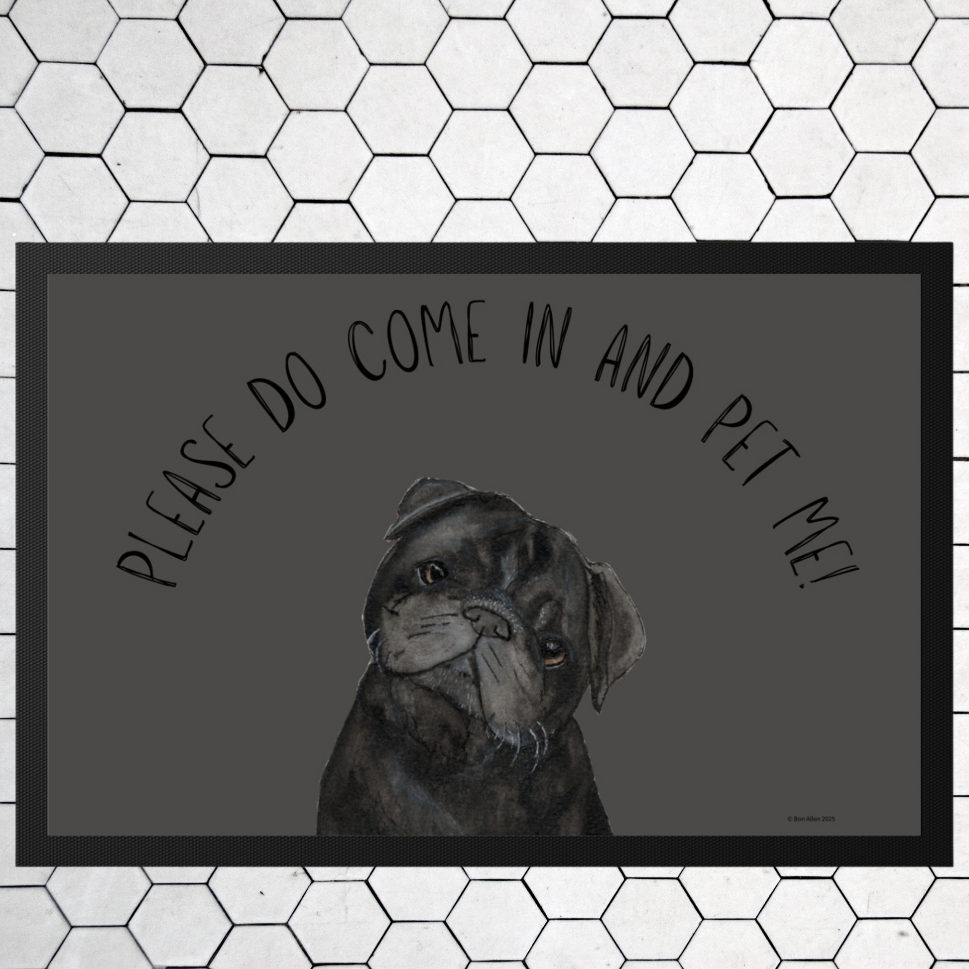 Please Do Come In and Pet Me Pug Door Mat