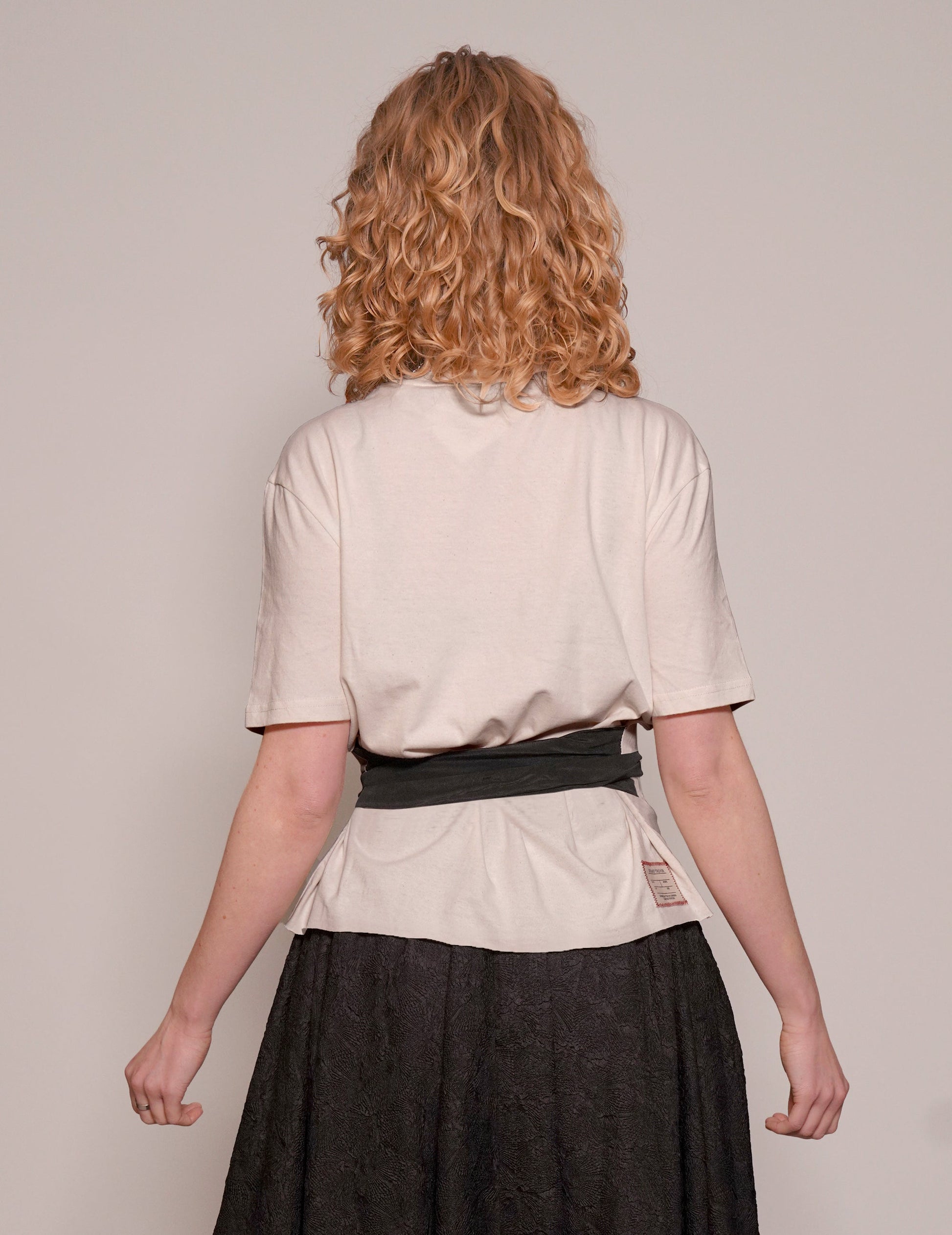 Silver Logo Tie Tee in Ecru and Black