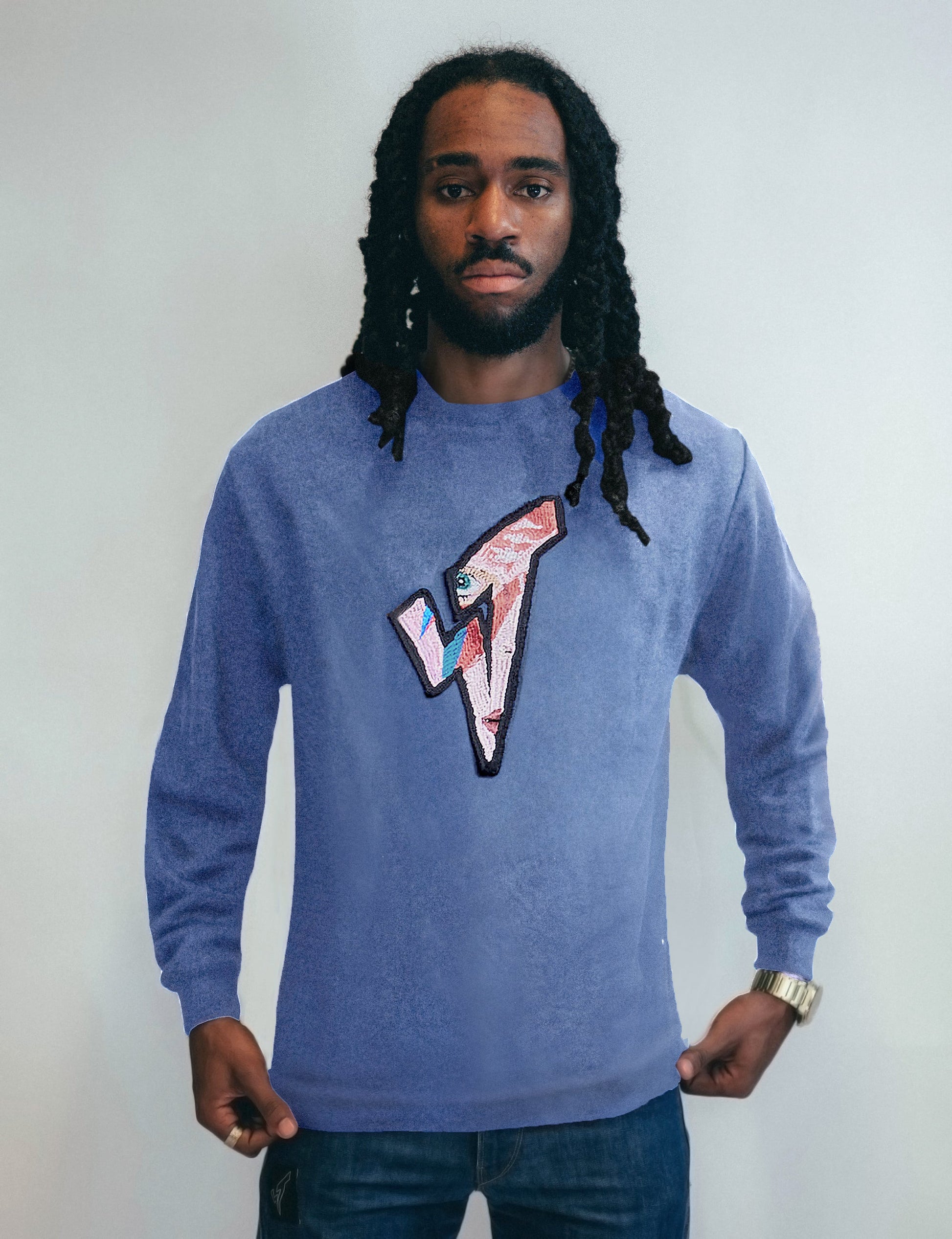 Aladdin Sane Blue Long Sleeve Logo Tee