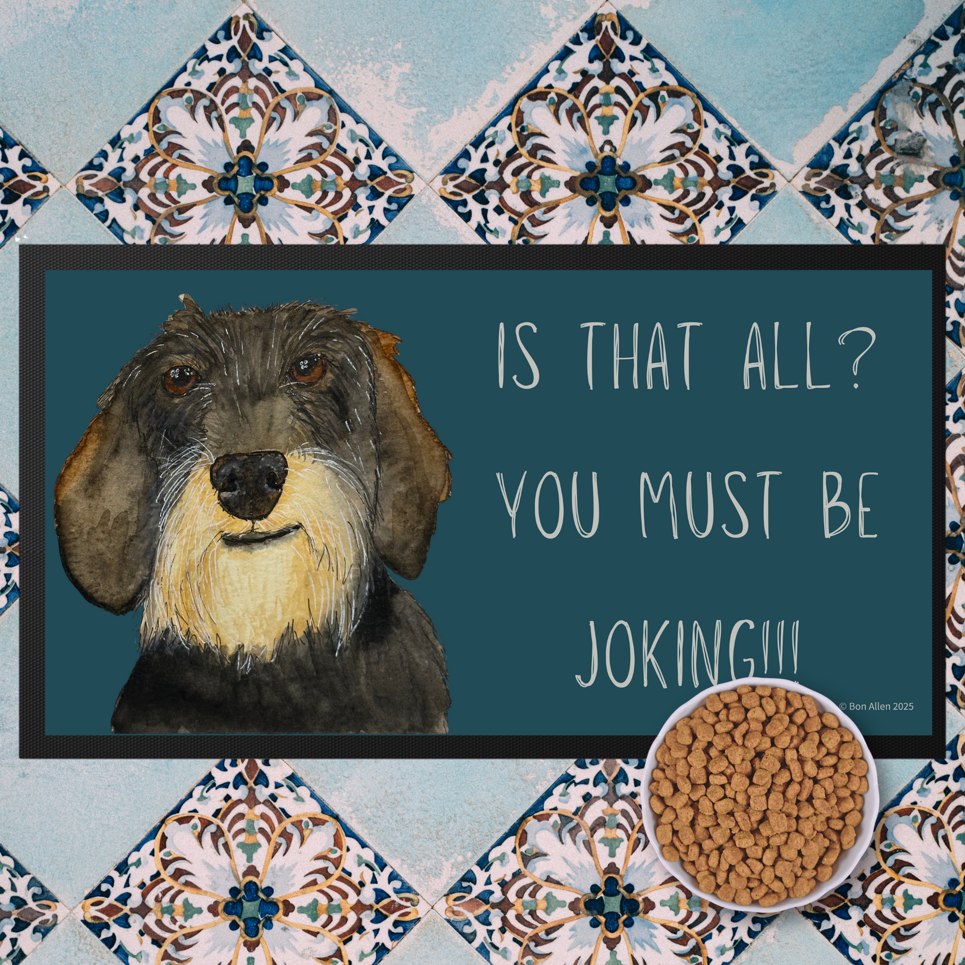 Wire Haired Dachshund Dining Drama Pet Bowl Mat