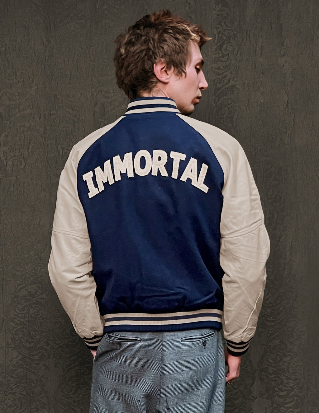 Immortal Varsity Bomber Jacket in Blue