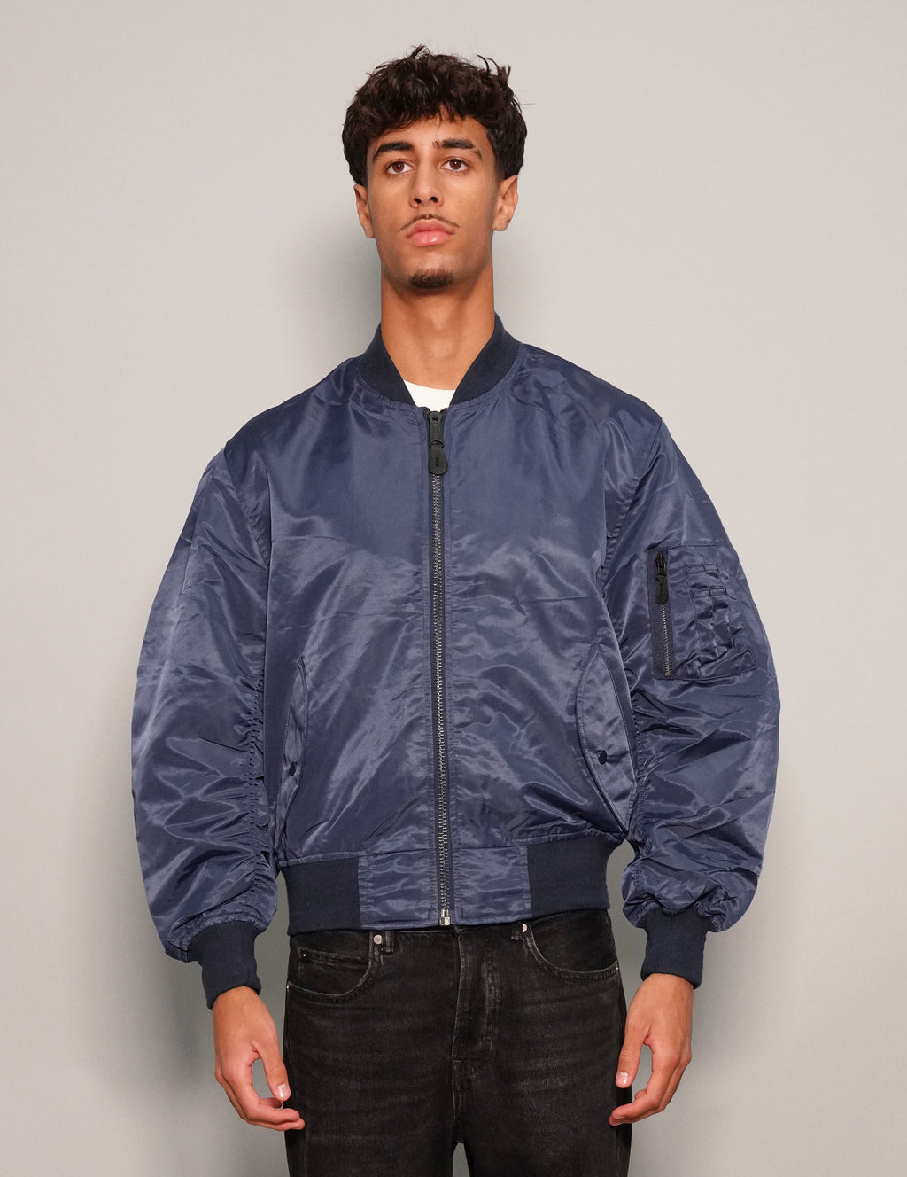 Vintage Blue Bomber Jacket Lightweight
