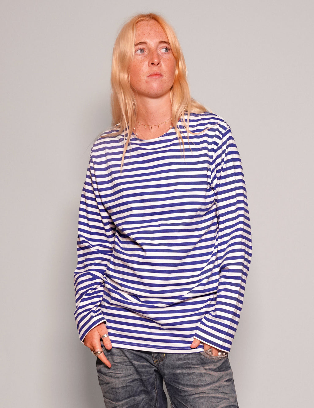 Vintage Blue Stripe Long Sleeve T-Shirt