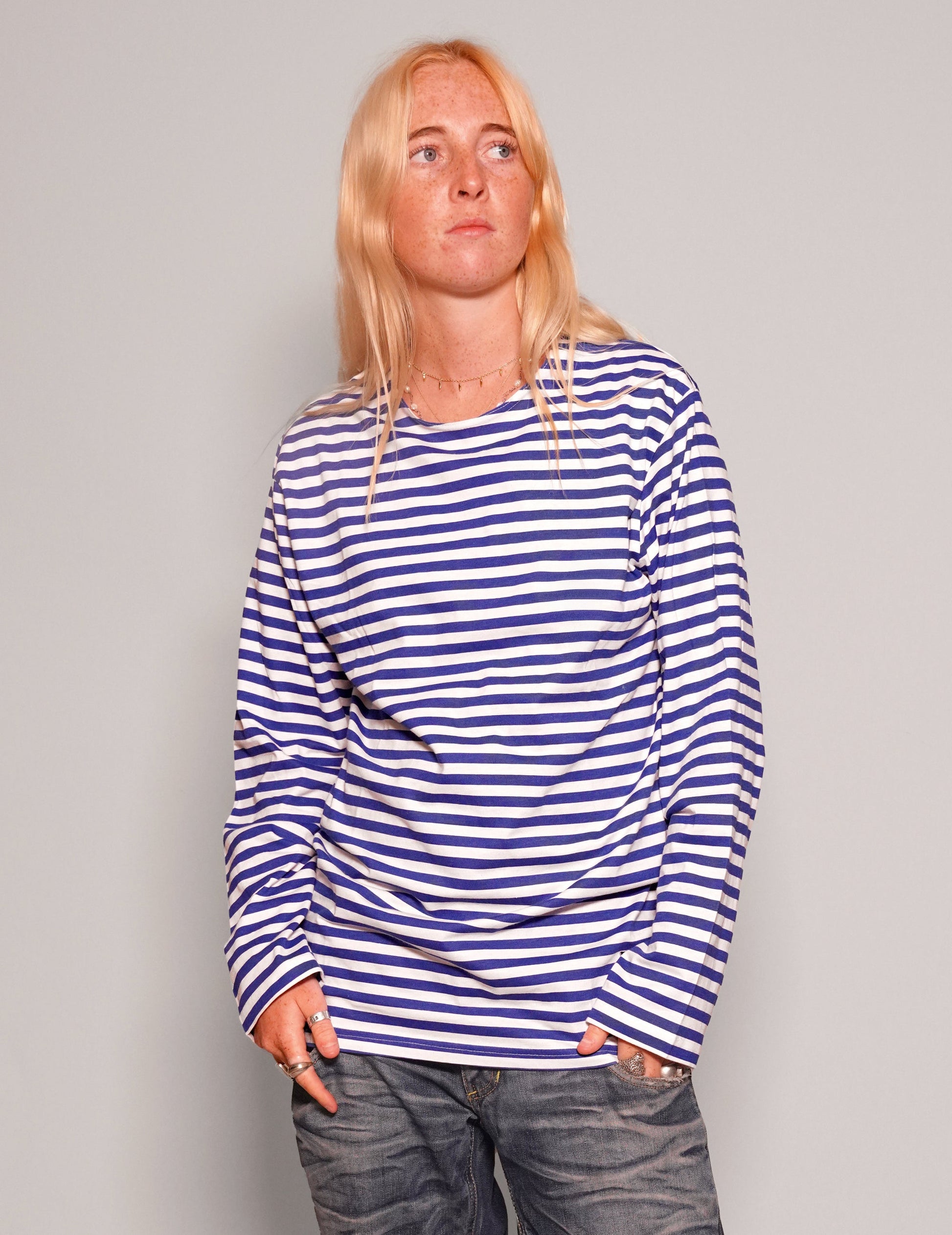 Vintage Blue Stripe Long Sleeve T-Shirt