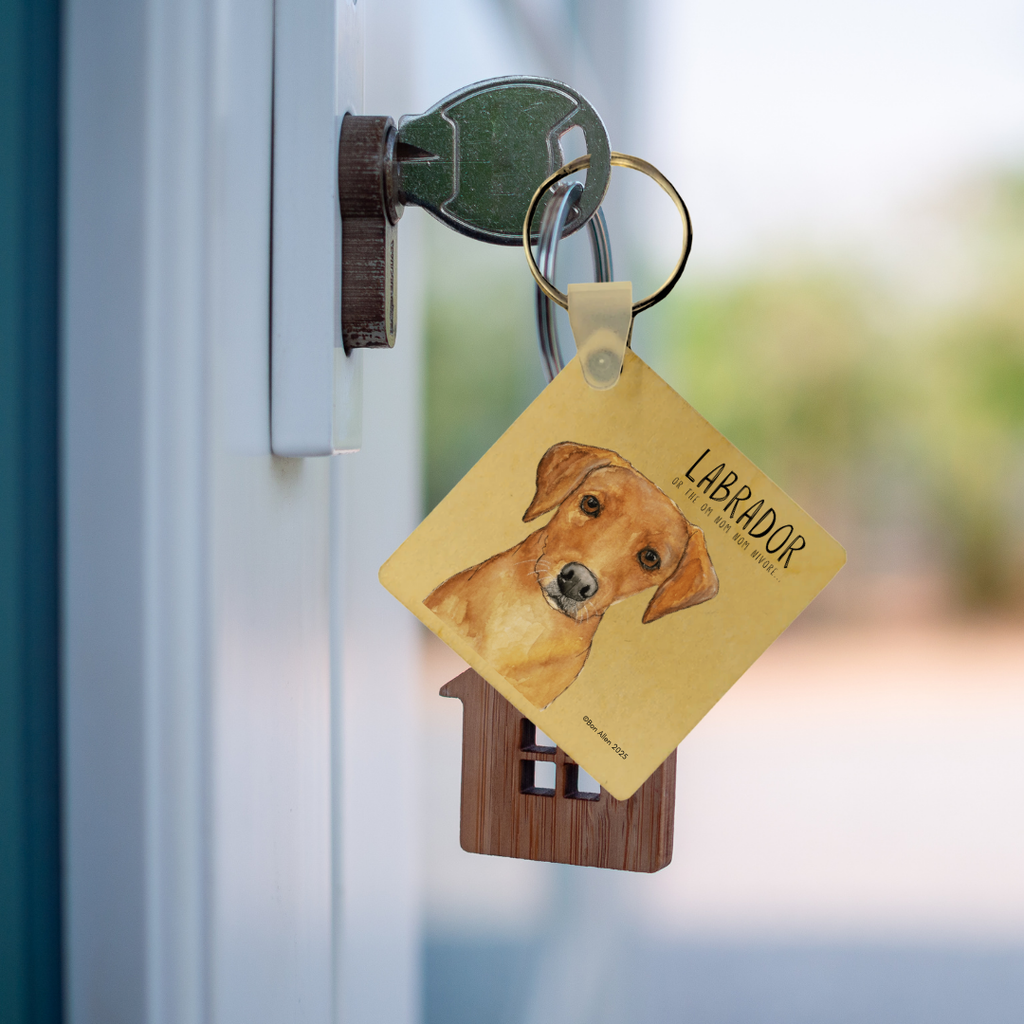 Keys and Snacks Wooden Labrador Keyring