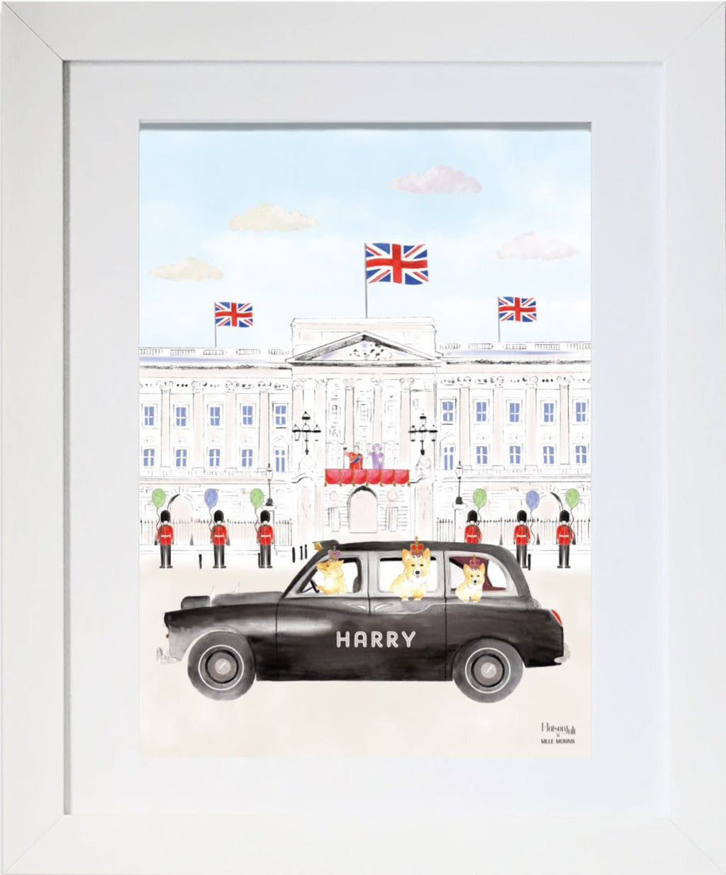Black Cab of Buckingham Palace Framed Print for Boys