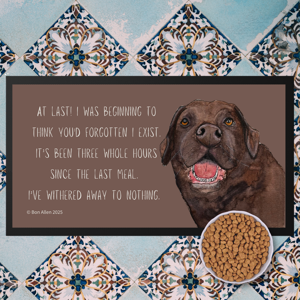 Chocolate Labrador Starving Since Breakfast Pet Bowl Mat