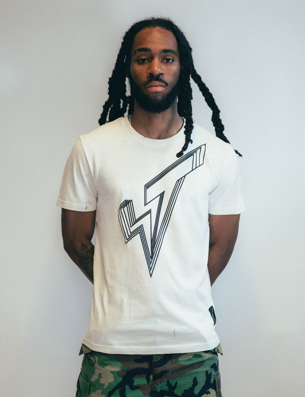Ecru Unisex T-Shirt with Black Logo