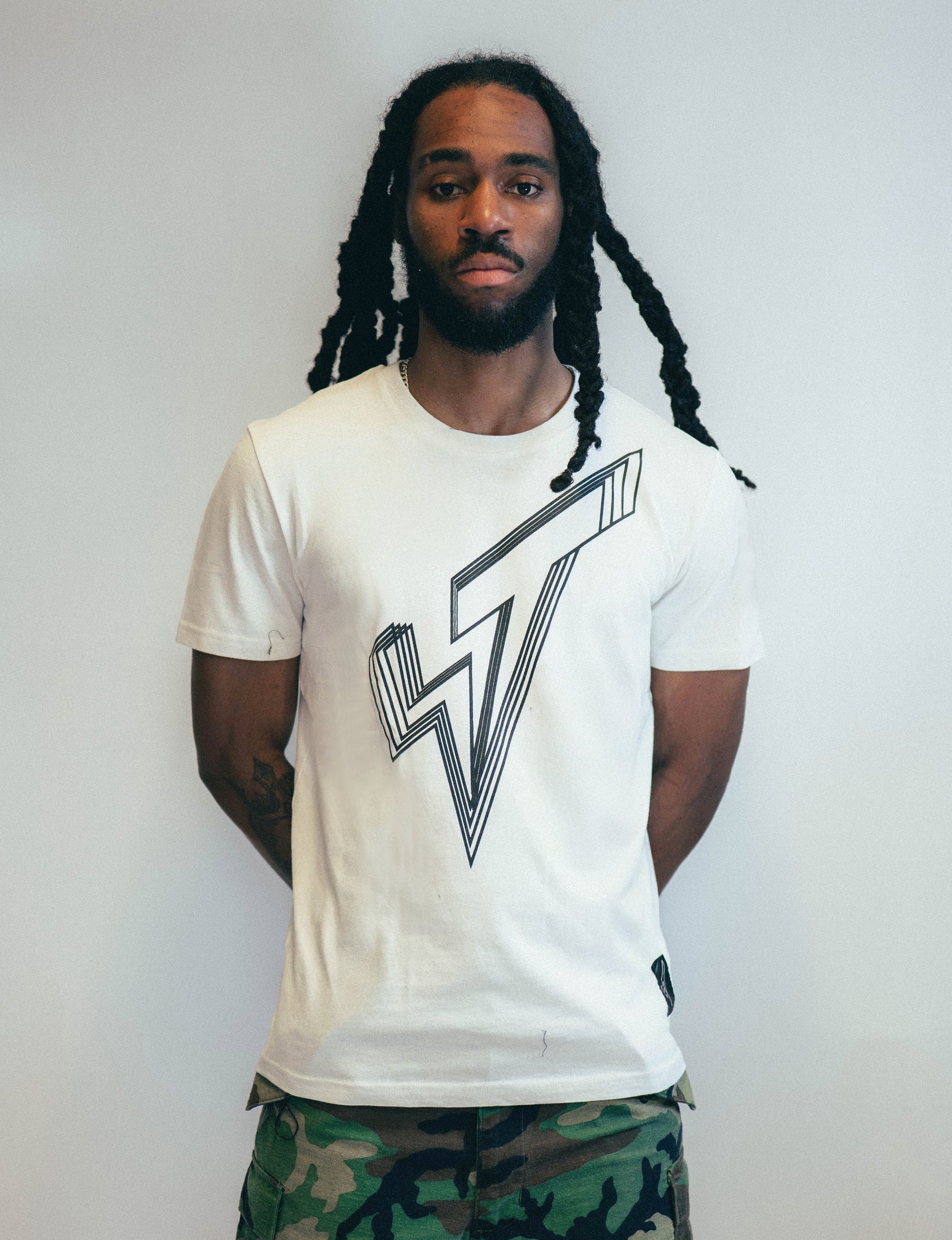 Ecru Unisex T-Shirt with Black Logo