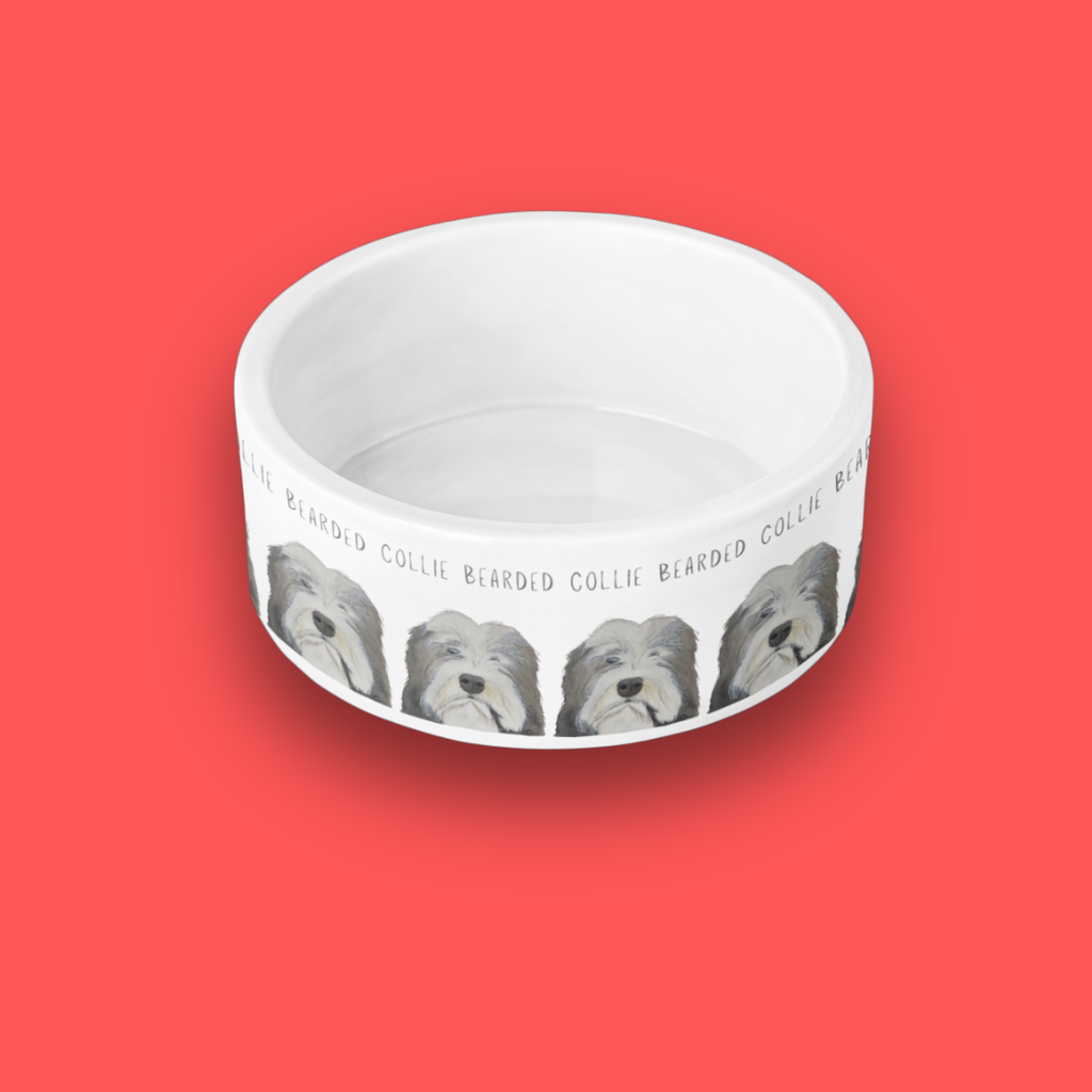 Handcrafted Ceramic Bowl for Bearded Collies