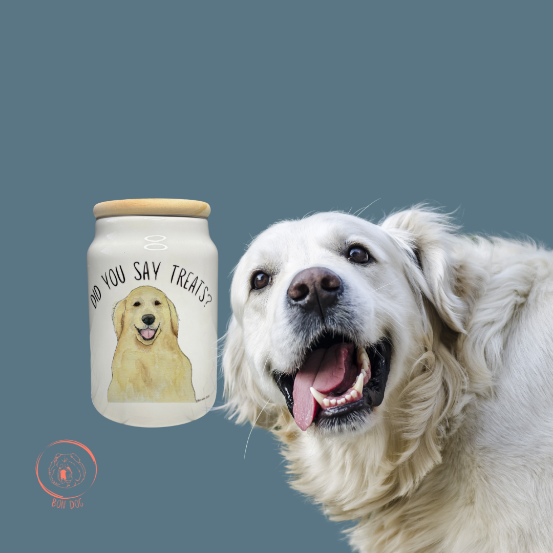 Golden Retriever Ceramic Treat Jar with Airtight Lid