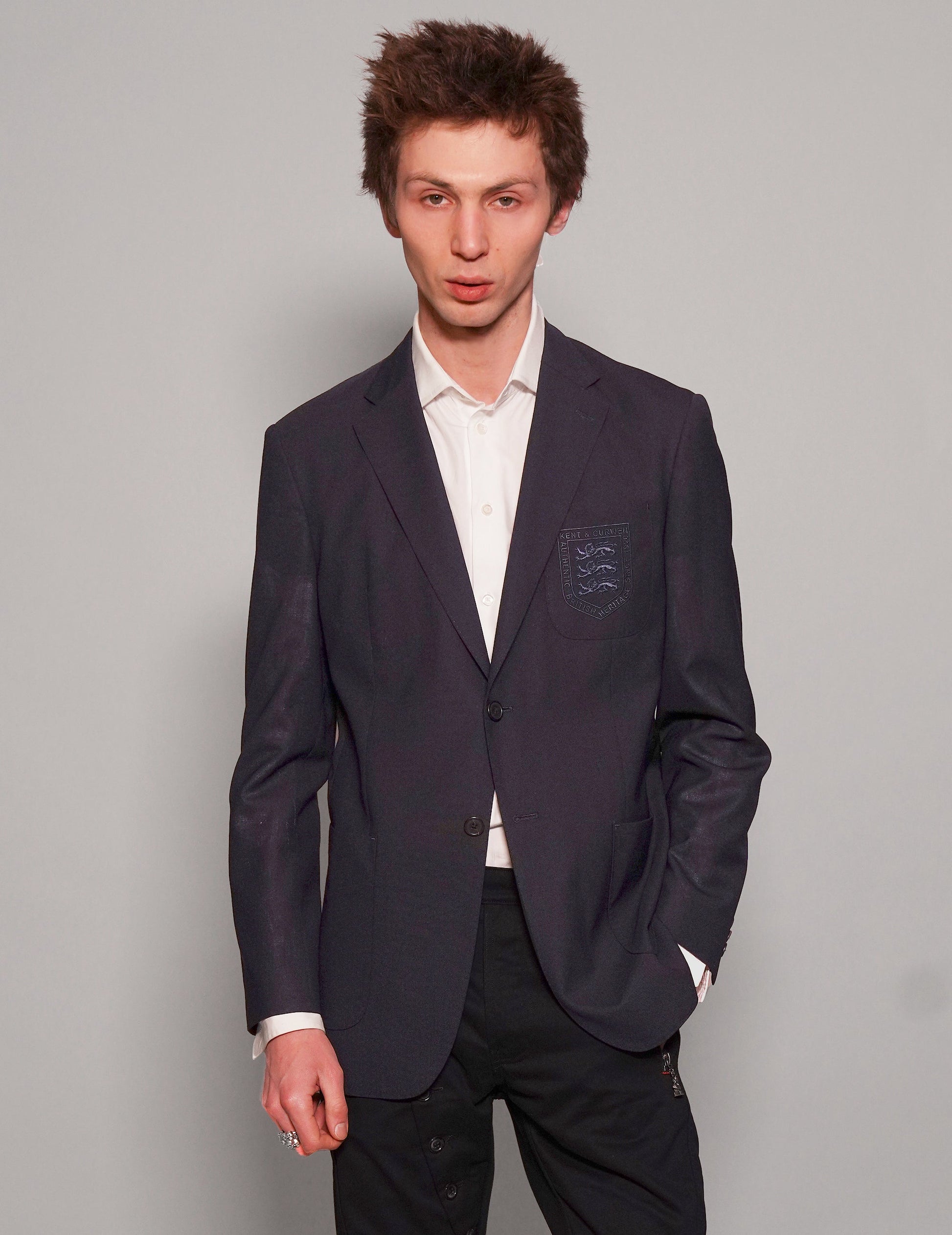Vintage Soft Collar Navy Blazer