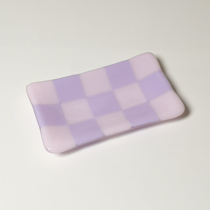 Chequered Dual Colour Medium Glass Tray 15cm