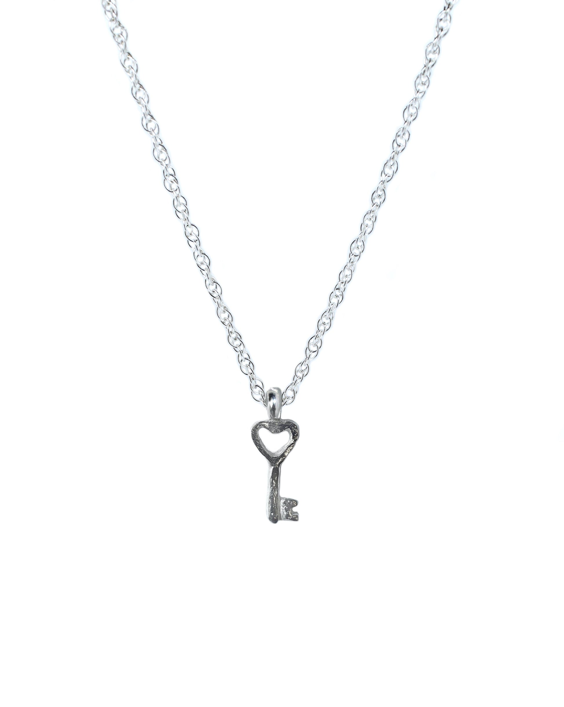 Key to my Heart Rope Chain Necklace in Sterling Silver