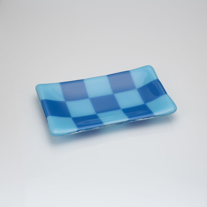 Chequered Dual Colour Medium Glass Tray 15cm
