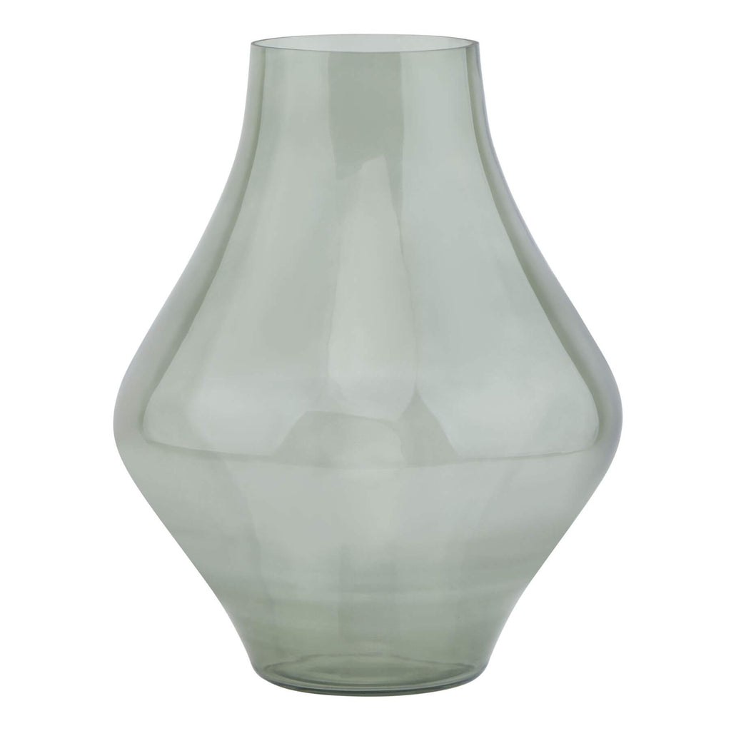 Handcrafted sage green glass vase with minimalist design, matte finish, and modern platform silhouette for home decor. by RoomLondon at brixbailey.com