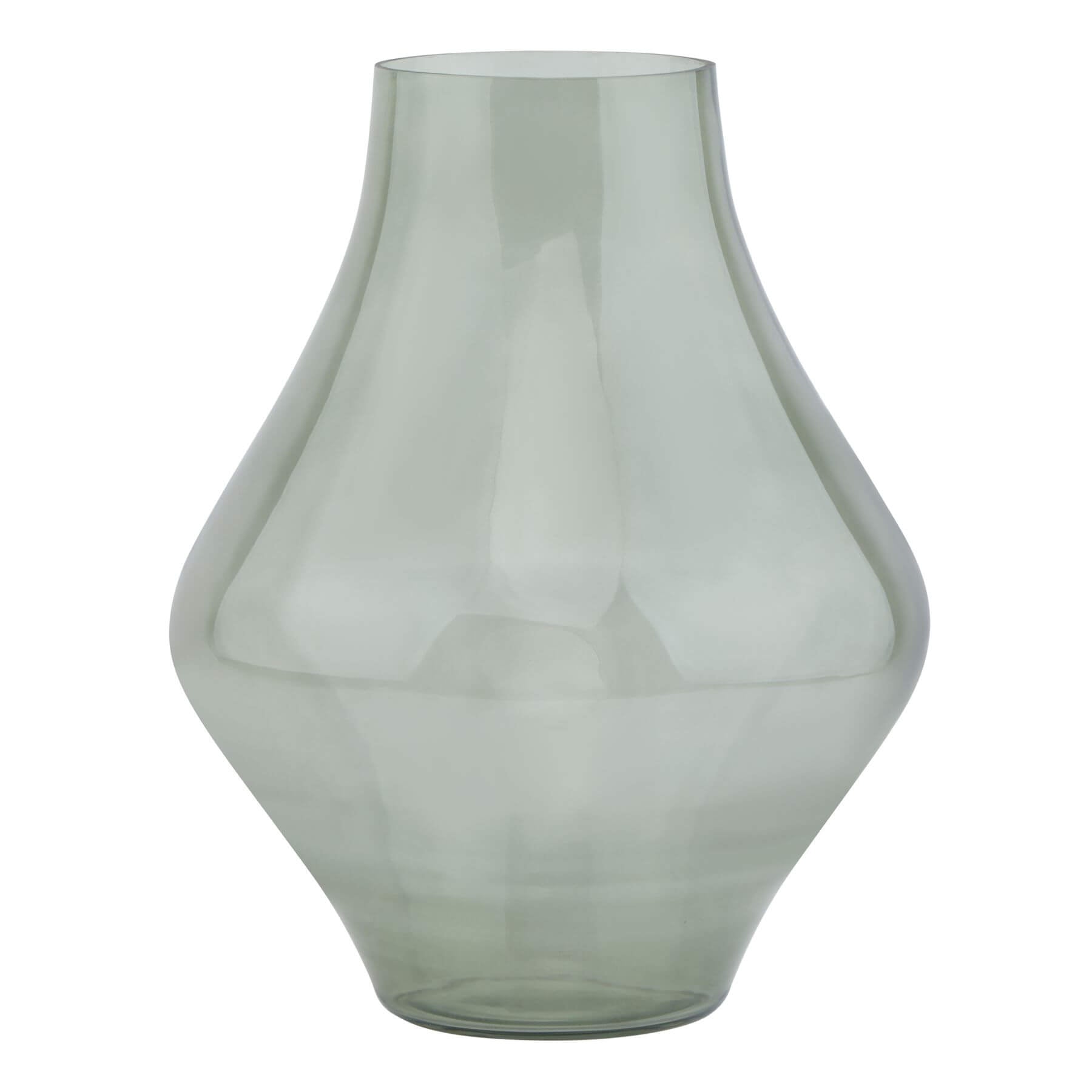 Handcrafted sage green glass vase with minimalist design, matte finish, and modern platform silhouette for home decor. by RoomLondon at brixbailey.com