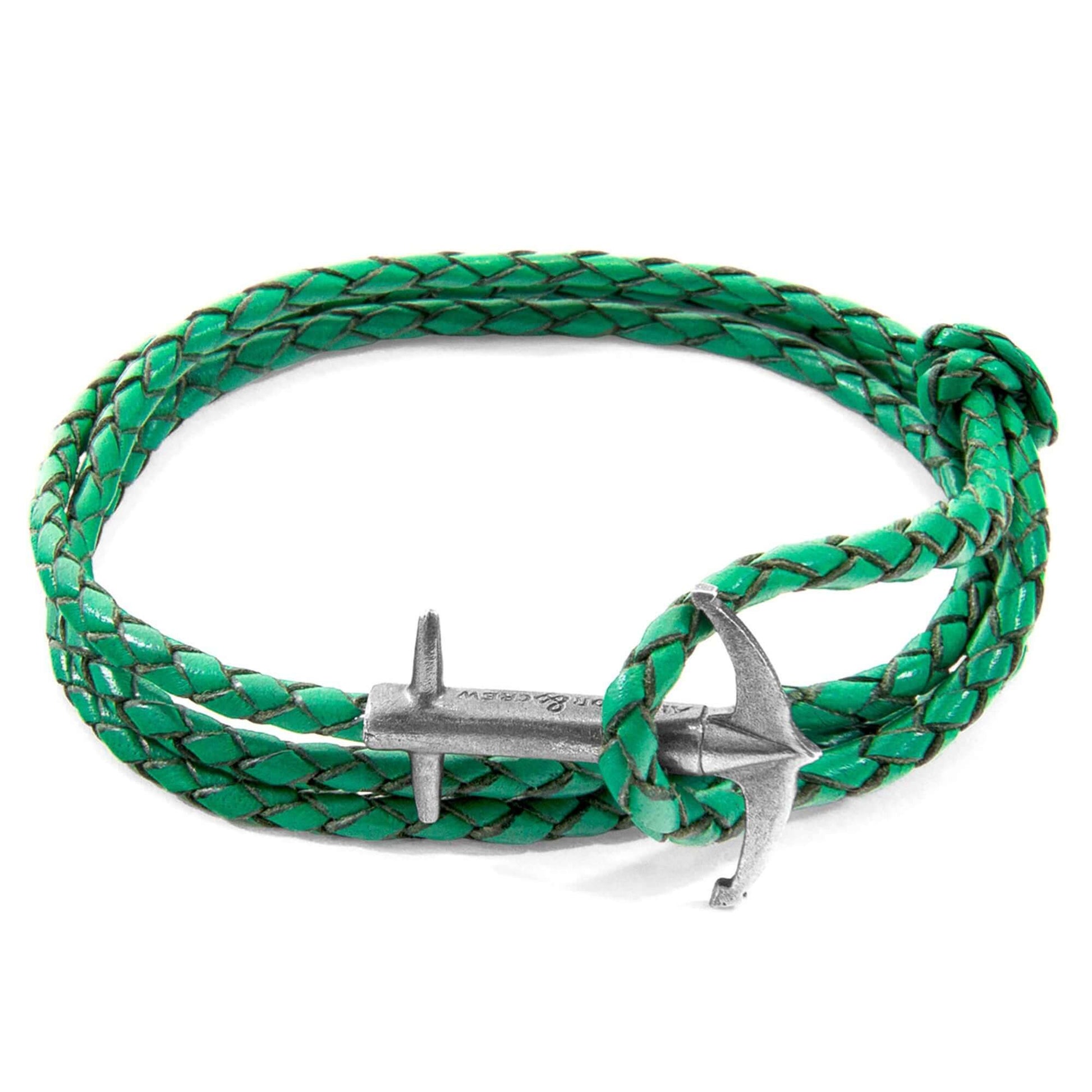 The Admiral Anchor Silver and Braided Leather Bracelet - Handcrafted in Great Britain with Ethical Supply Chain by ANCHOR & CREW at www.brixbailey.com