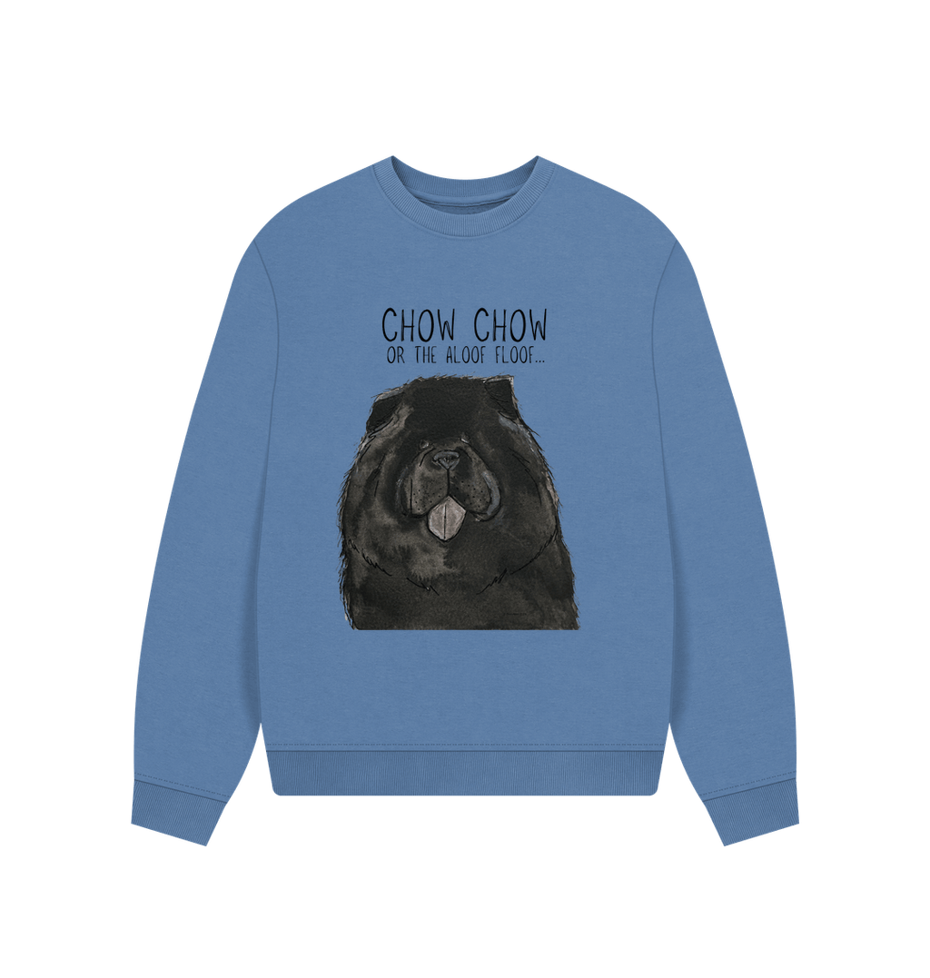Black Chow Chow Women's Oversized Sweatshirt with Aloof Floof Design