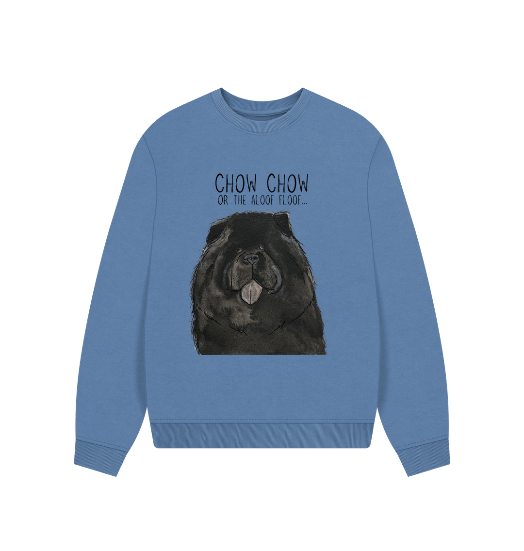 Black Chow Chow Women's Oversized Sweatshirt with Aloof Floof Design
