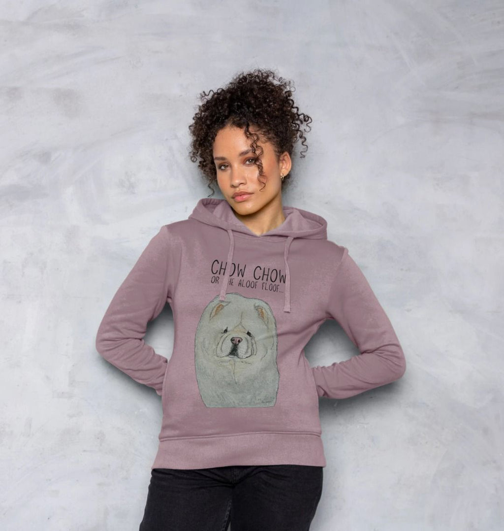 Cream Chow Chow Women's Hoodie with Aloof Floof Design