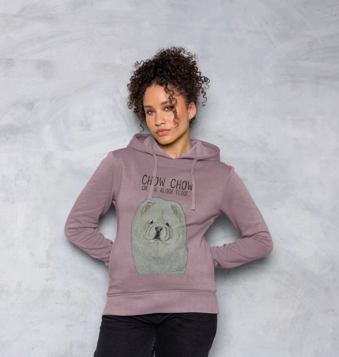 Cream Chow Chow Women's Hoodie with Aloof Floof Design