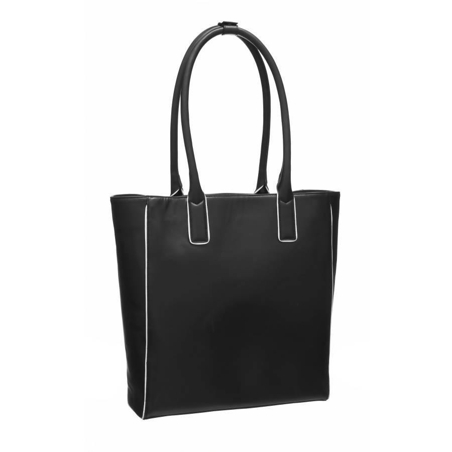 Black Soft Leather Piped Leather Day Tote - Brix and Bailey® - Contemporary Bag, Watch and Accessory Brand