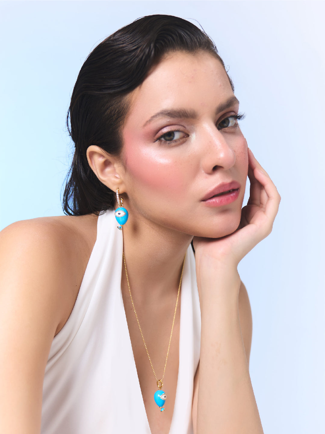 Age of Innocence Blue Eye Dangle Earrings