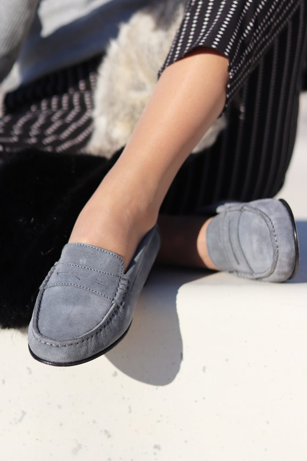 Women's Penny Loafers in Slate Grey Suede