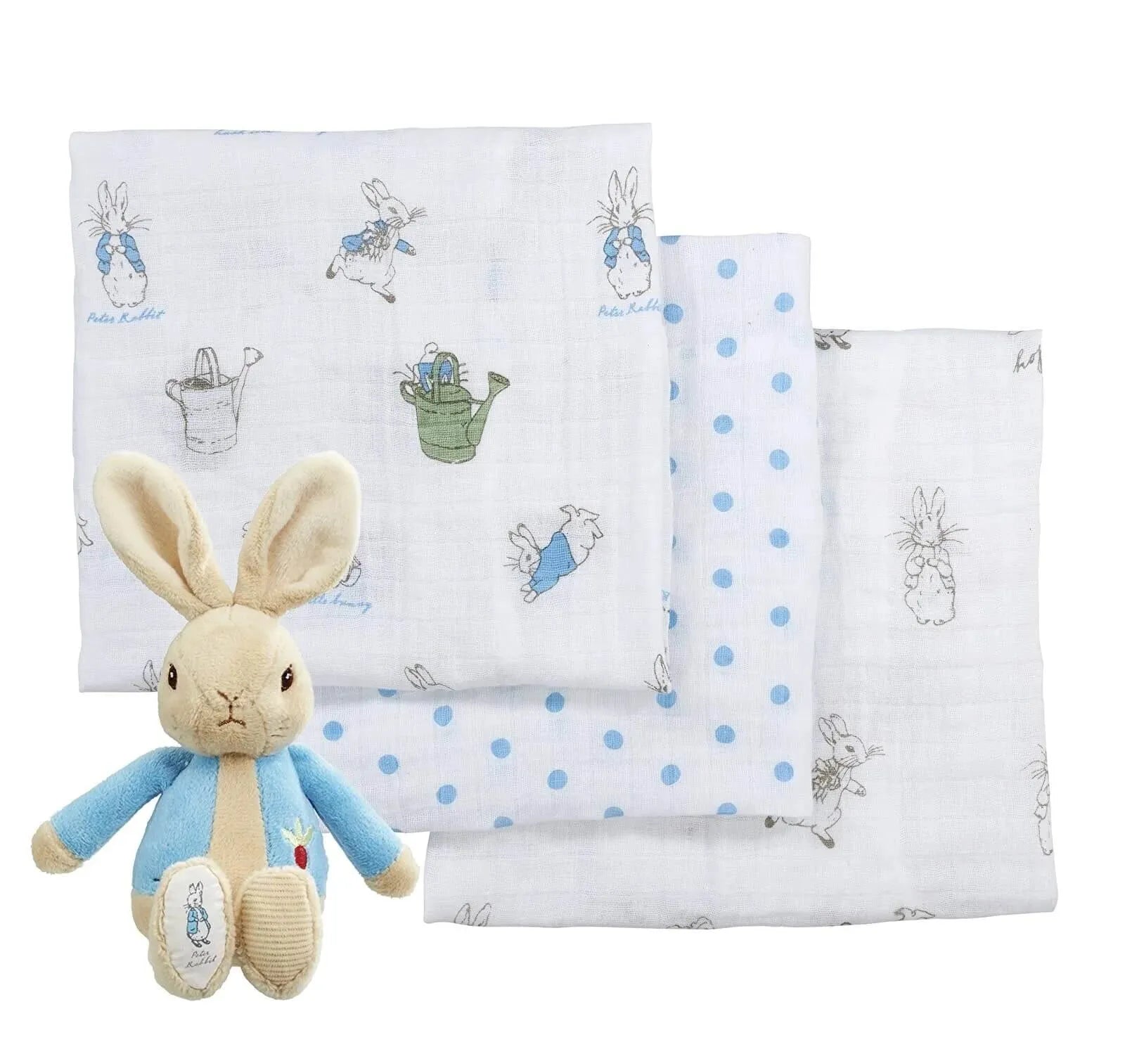 Peter Rabbit Soft Toy and Muslin Set