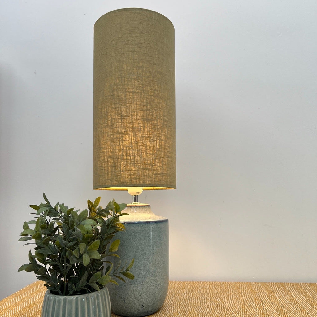 Chartreuse linen cylinder lampshade, extra tall lampshade