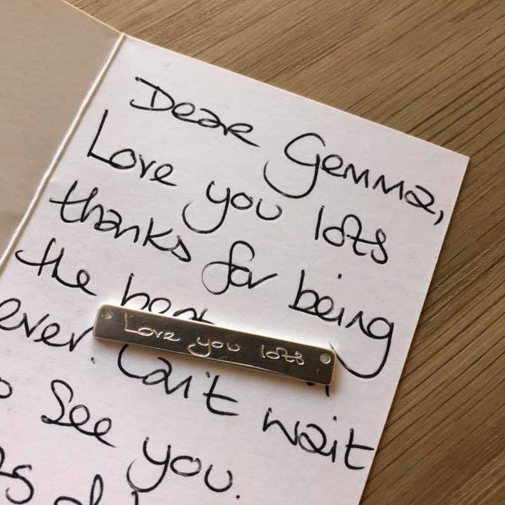 Handwriting Bar Necklace in Sterling Silver