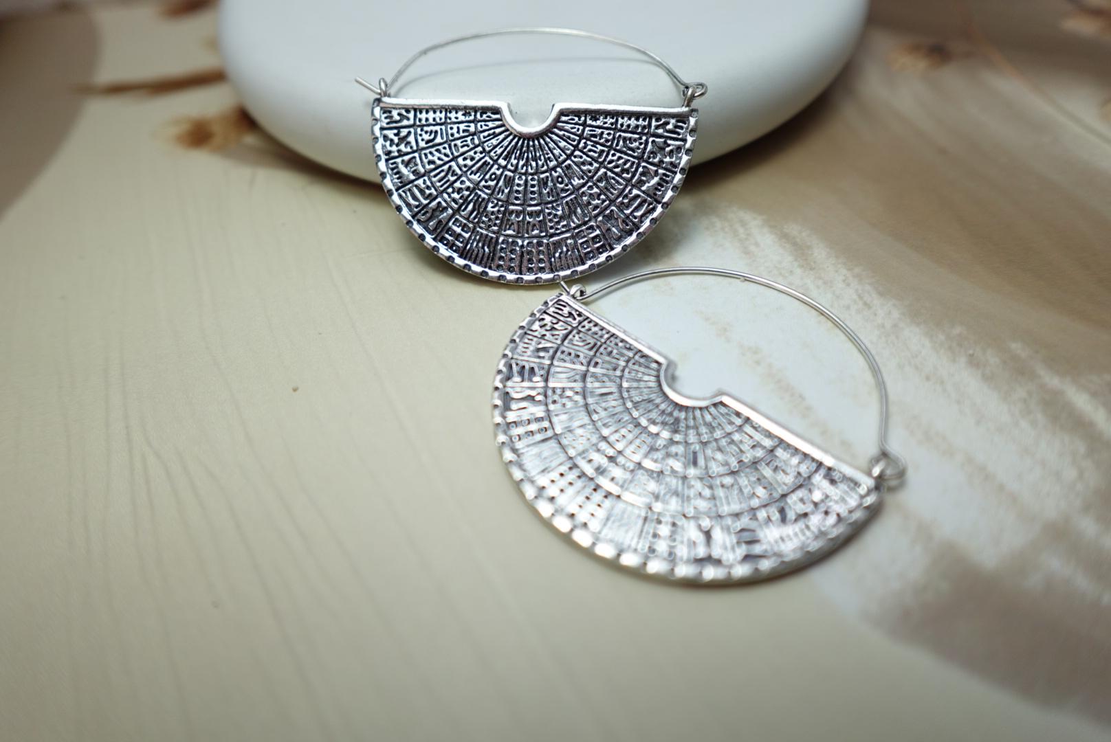 Half Fan Brass Mandala Statement Hoops