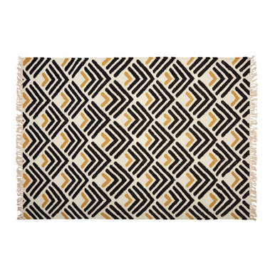 Large Cream Rug with Black and Gold Arrow Motifs