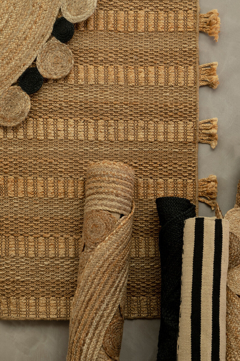 Small Trenza Rug in Sand and Black