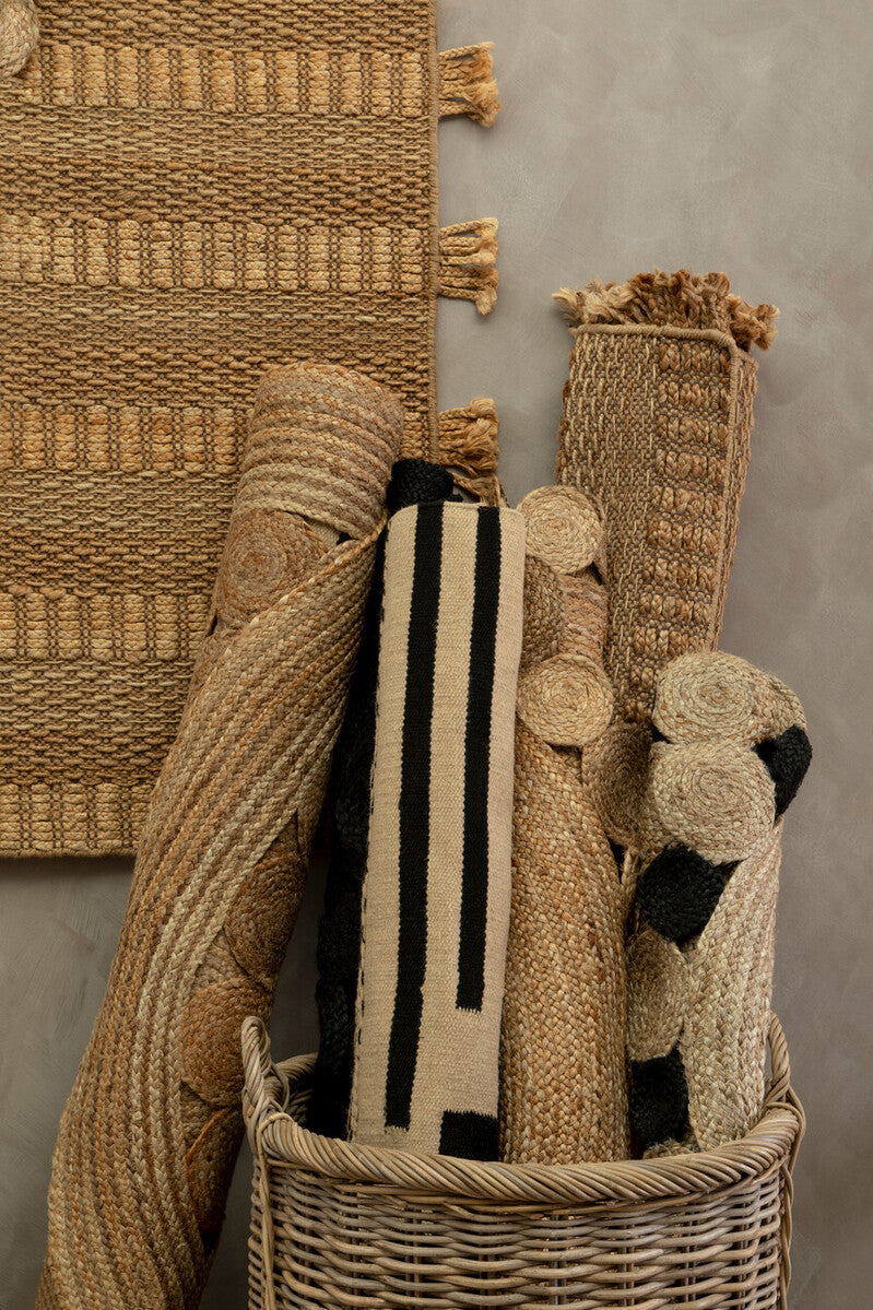 Small Trenza Rug in Sand and Black