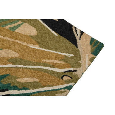 Green Rug with Hand Tufted Floral Design