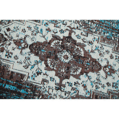 Small Teal Rug with Floral Pattern