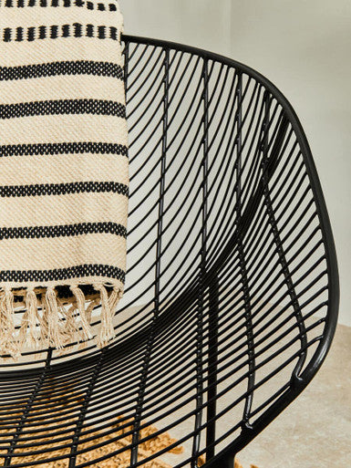 Madras Cotton Rug with Horizontal Stripes
