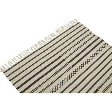 Madras Cotton Rug with Horizontal Stripes