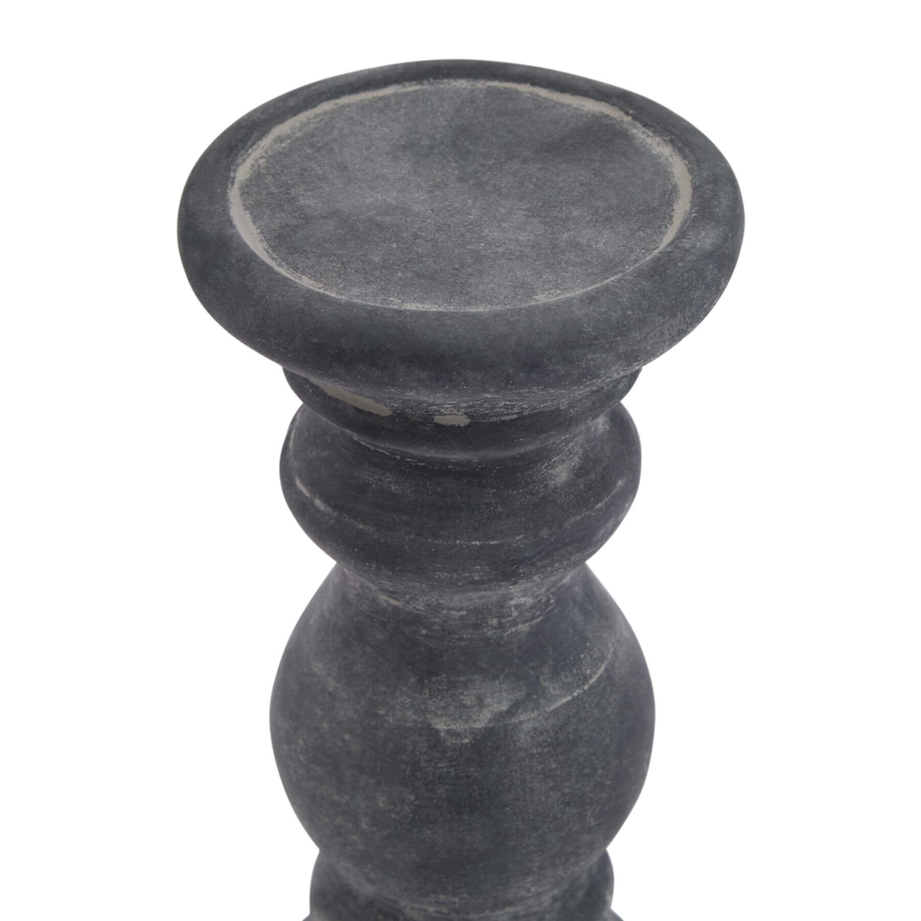 Grey ceramic column candle holder with matte finish, 20cm tall, minimalist modern centerpiece for home or commercial decorby sostter at brixbailey.com